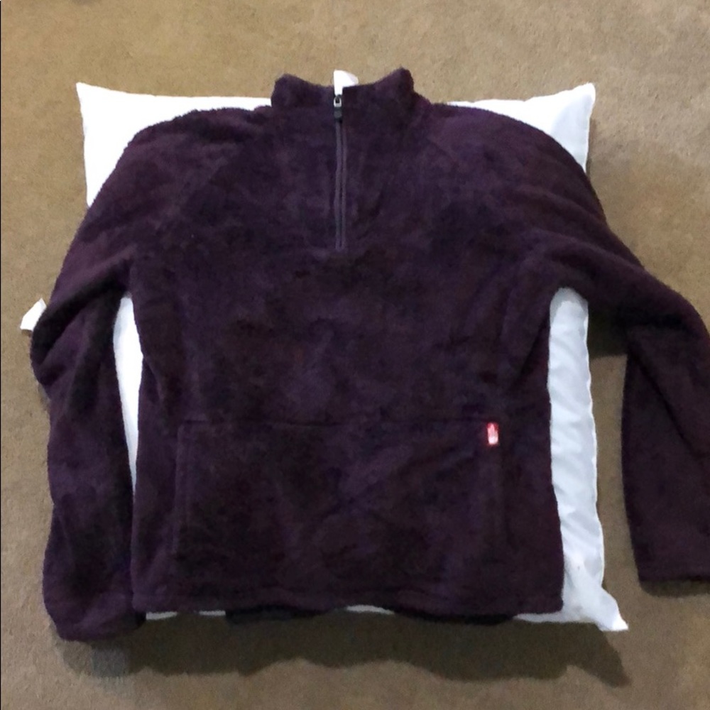 Fuzzy purple NorthFace quarter zip.